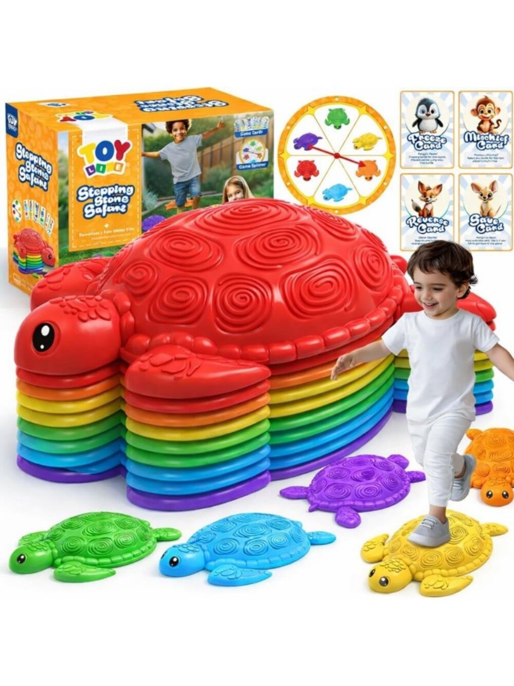 Colorful 10-Pc Turtle Stepping Stones Set | Balance Toy for Kids Ages 3-8